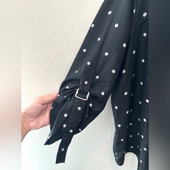 CHICO’S | Black White Lightweight Polka Dot Open Cardigan Jacket | Medium - Picture 5 of 9